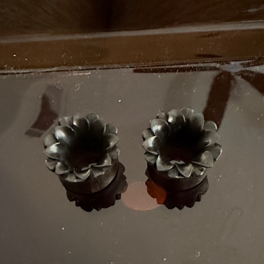 Floral wood 16 mm gauge Earrings
